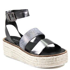 NIB Diba True Leather Gunmetal Espadrille Sandal Buckle Size 9.5